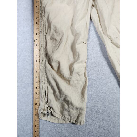 Tommy Hilfiger Sz 10 Y2k Tan 100% Linen Crop Tie Waist Low Rise Zip Leg Pants - Picture 13 of 16